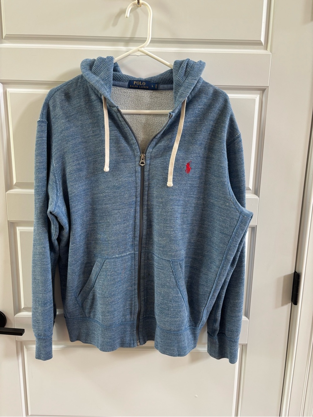 Polo Ralph Lauren Full Zip Hoodie Blue Heather Fleece L